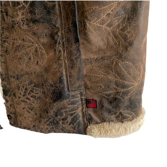 WOOLRICH Faux Leather Fur Sleeveless Vest  Brown XL - Picture 4 of 7